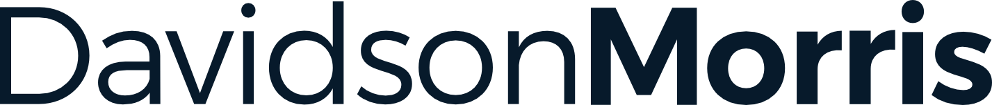 DavidsonMorris wordmark logo in dark blue.